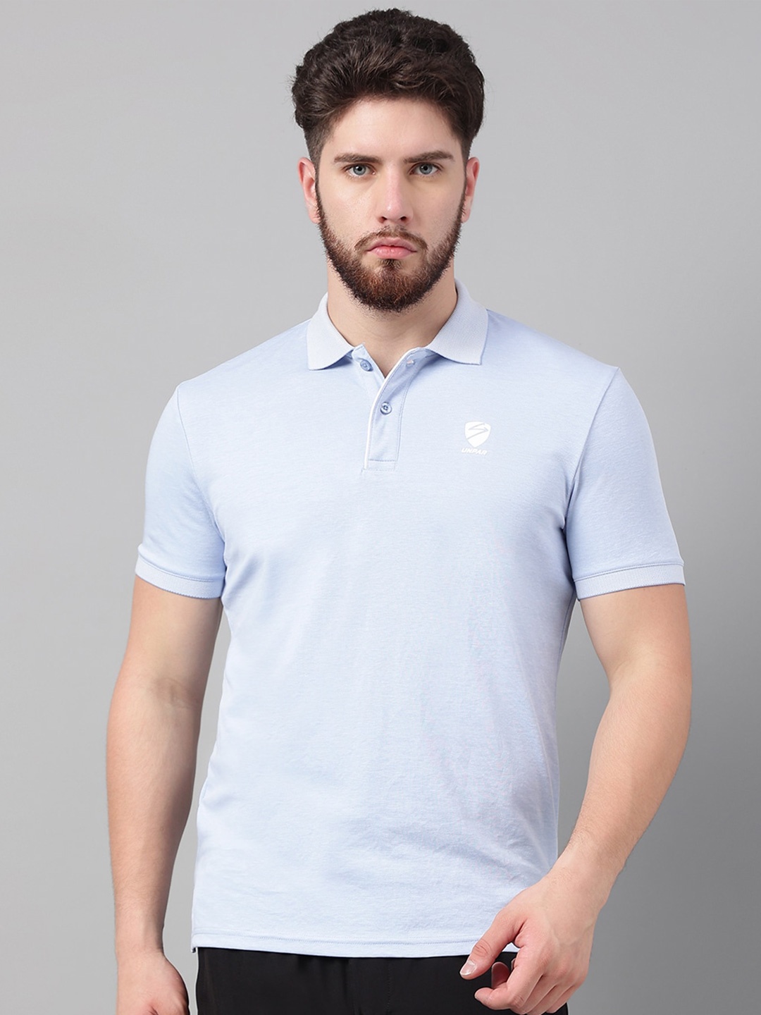 

UNPAR Polo Collar Short Sleeves Training or Gym Sports T-shirt, Blue