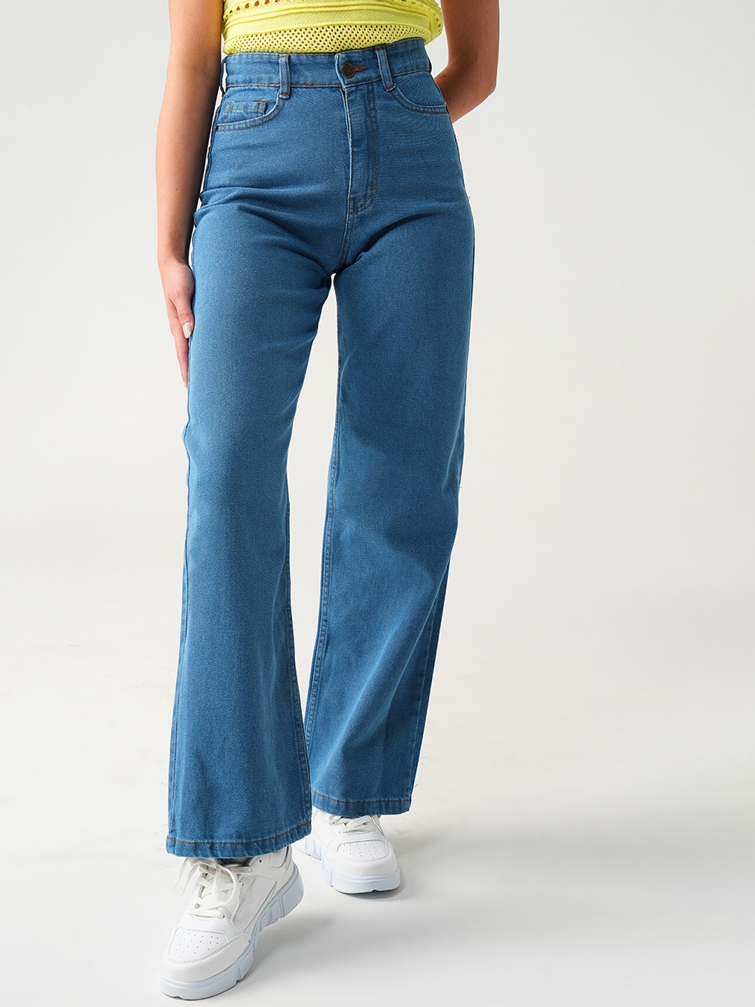 

PRET A TUER Women Wide Leg High-Rise Jeans, Blue