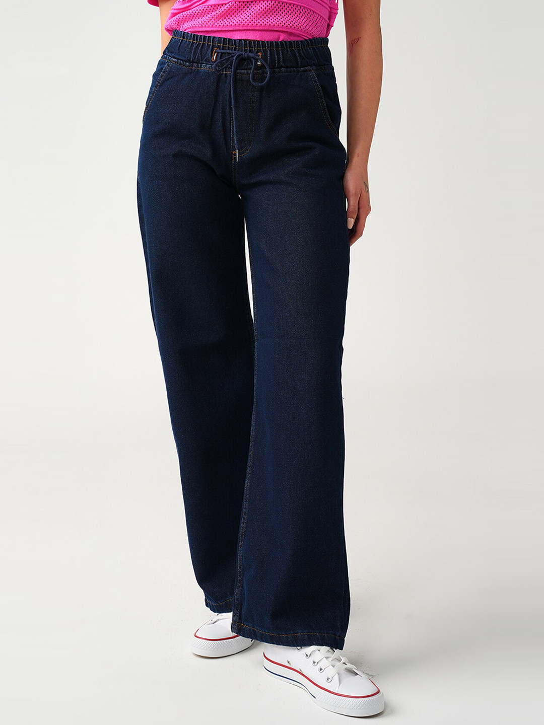 

PRET A TUER Women Straight Fit High-Rise Jeans, Navy blue