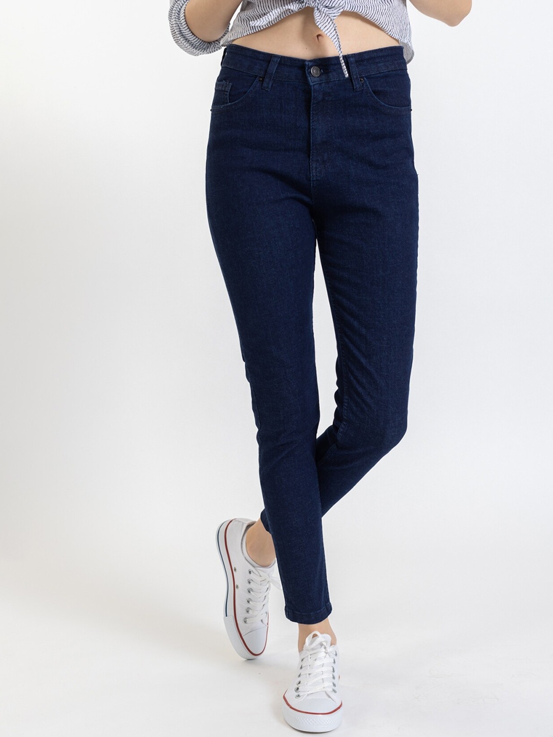 

PRET A TUER Women Mid-Rise Slim Fit Jeans, Navy blue
