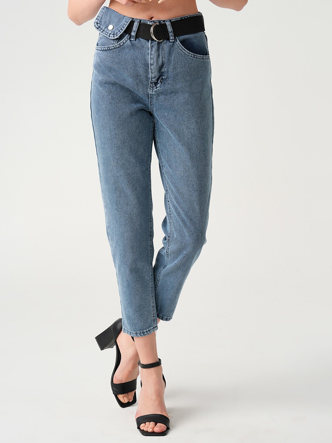 

PRET A TUER Women Slim Fit Mid-Rise Light Fade Jeans, Blue