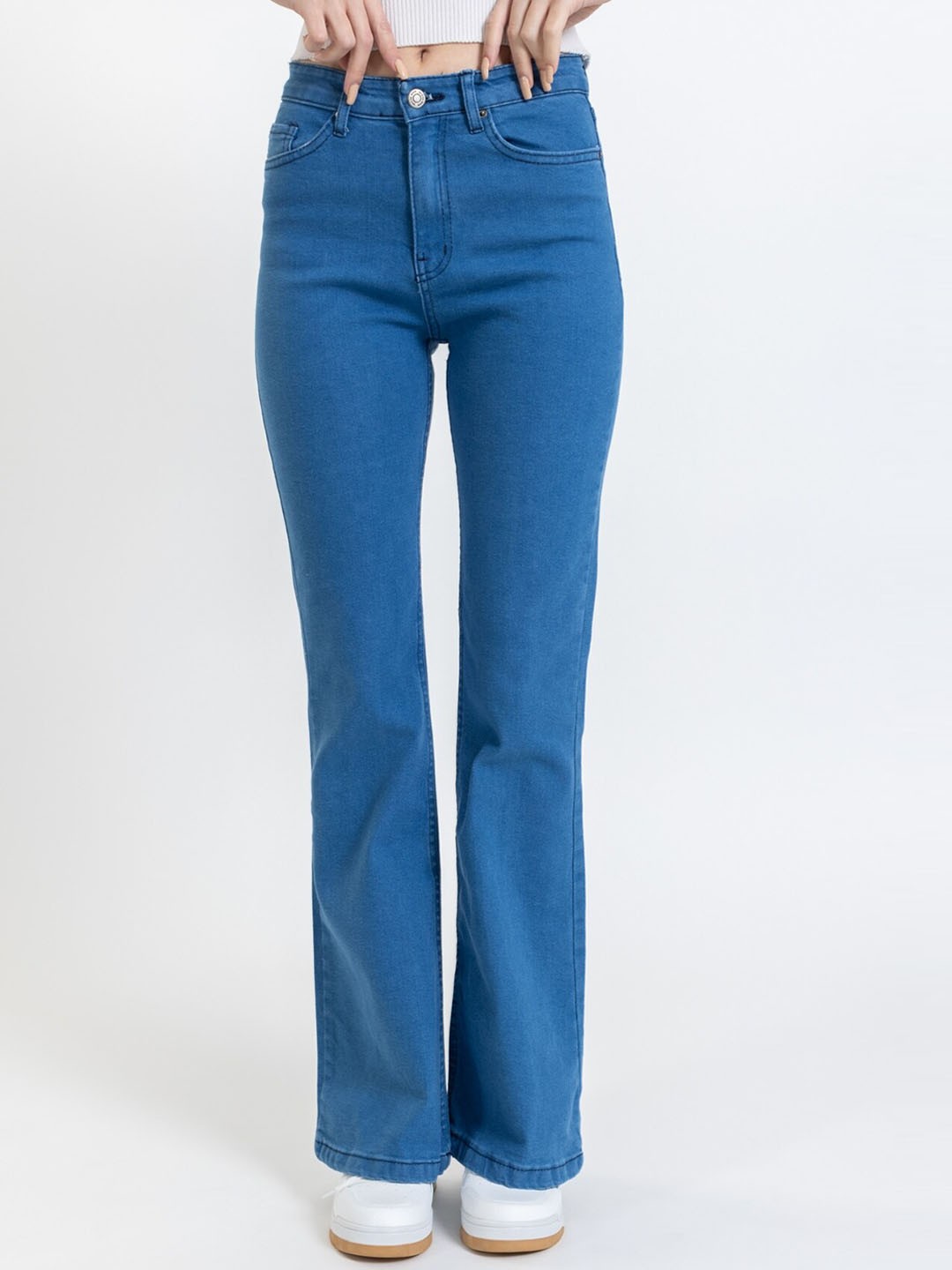 

PRET A TUER Women High-Rise Bootcut Jeans, Blue