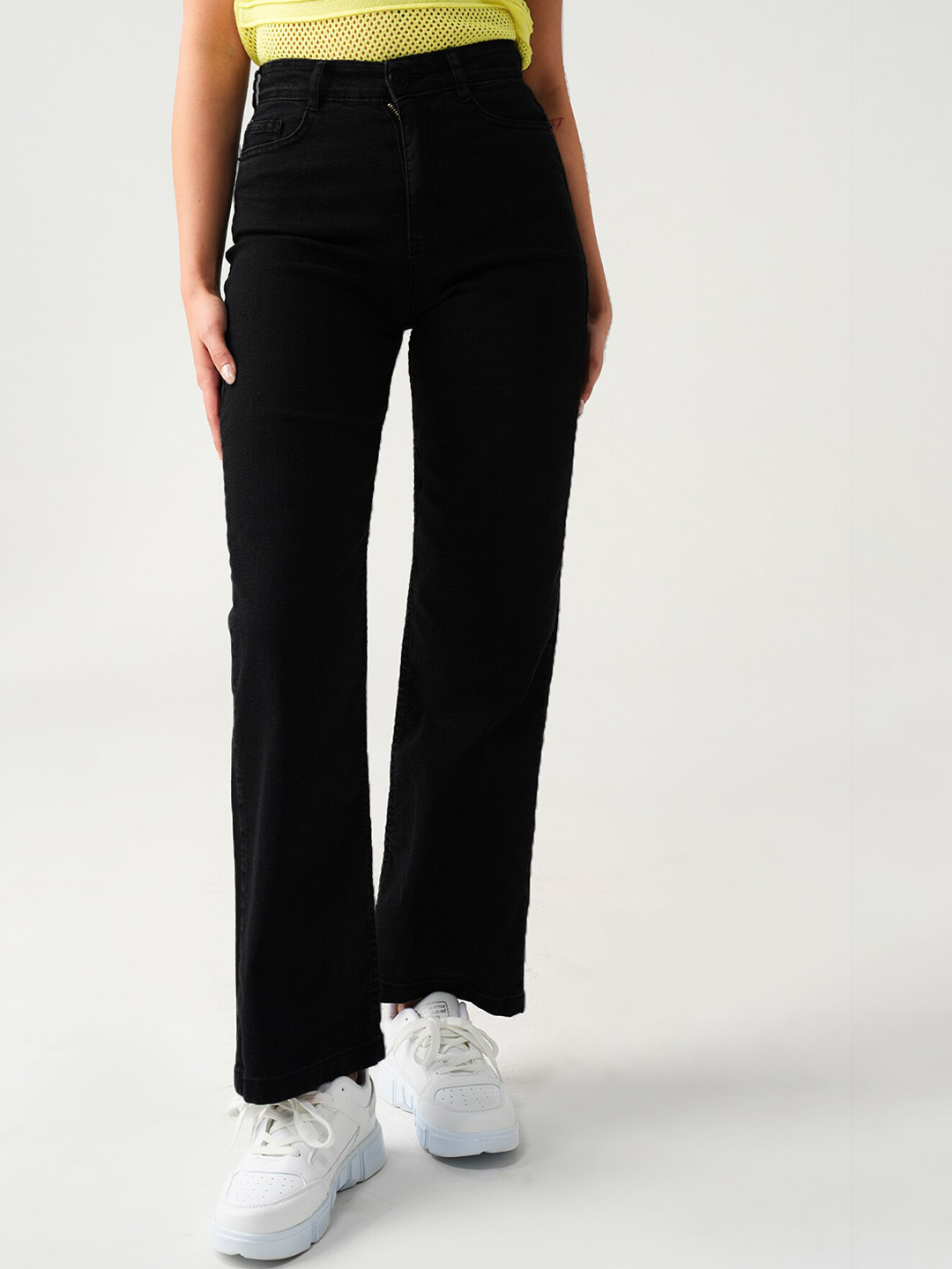

PRET A TUER Women Regular Fit High-Rise Jeans, Black