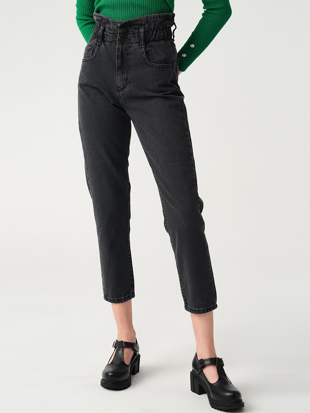 

PRET A TUER Women Regular Fit High-Rise Jeans, Black