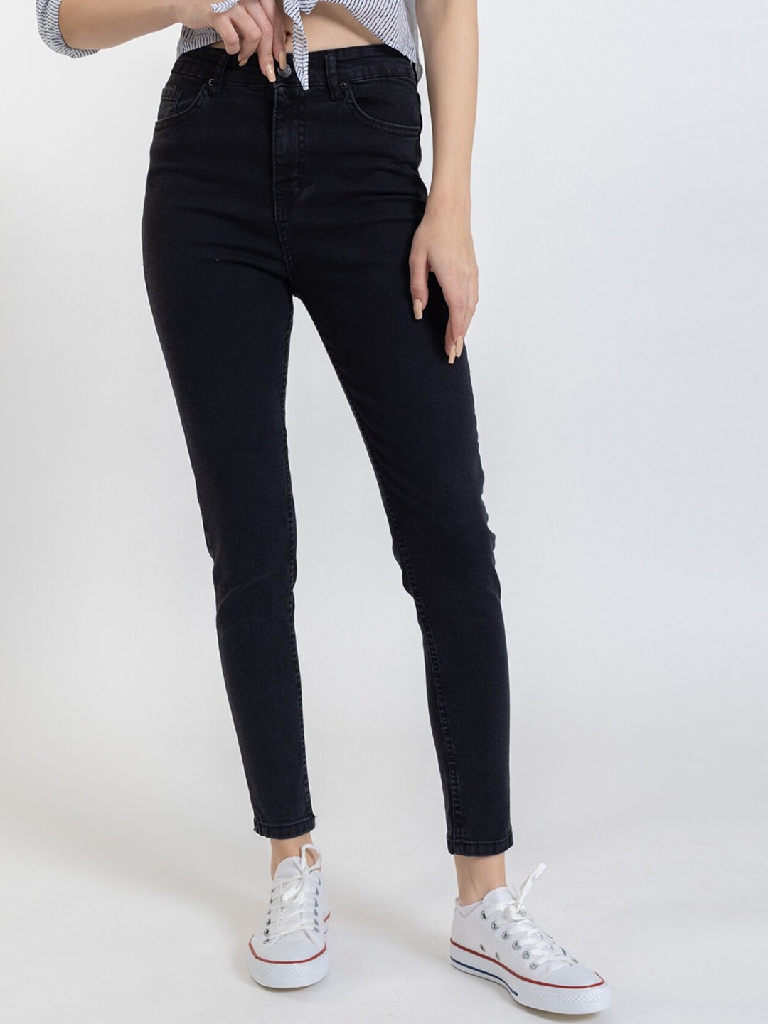 

PRET A TUER Women Mid-Rise Skinny Fit Jeans, Black