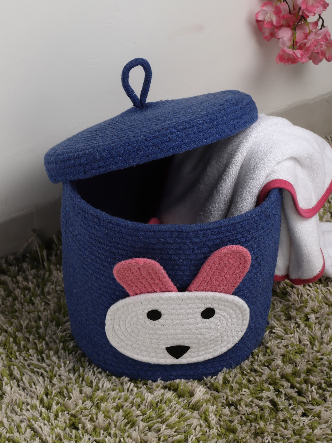 

FABINALIV Kids Blue & White Self Design Multipurpose Foldable Organizer With Lid