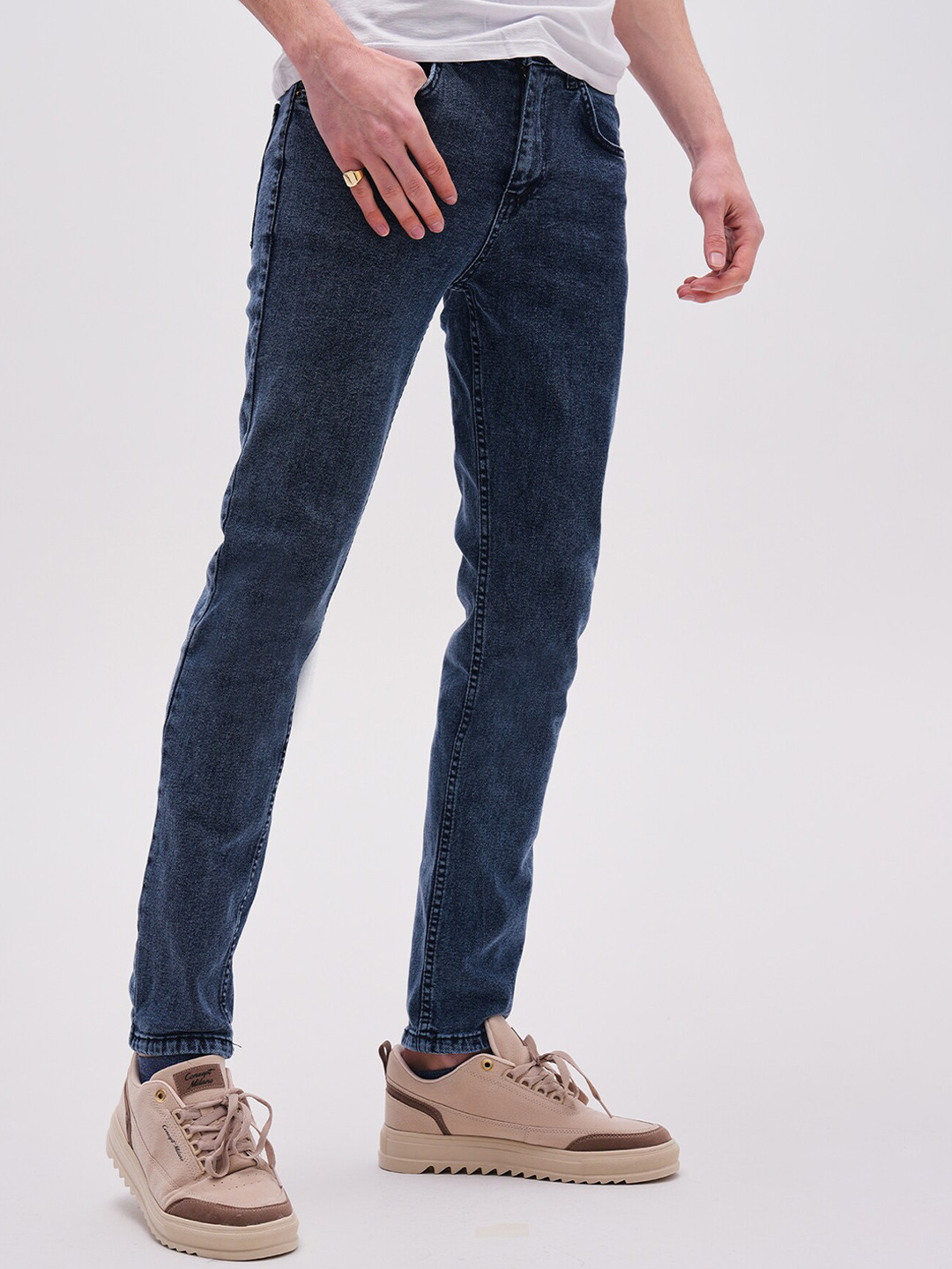 

PRET A TUER Men Slim Fit Mid-Rise Stretchable Jeans, Navy blue
