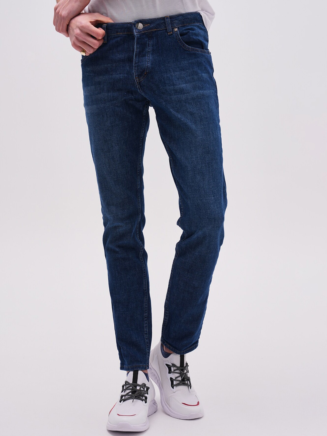 

PRET A TUER Men Slim Fit Mid-Rise Stretchable Jeans, Navy blue
