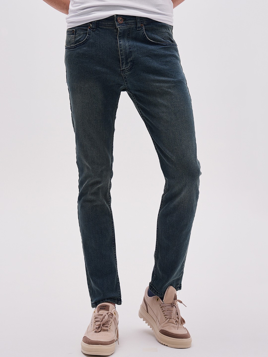 

PRET A TUER Men Slim Fit Mid-Rise Stretchable Jeans, Green