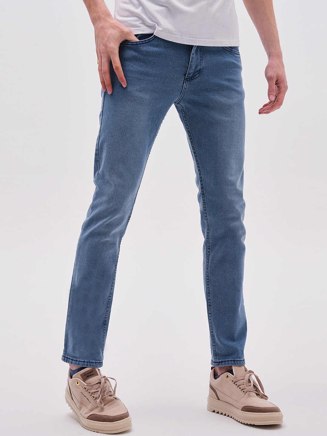 

PRET A TUER Men Slim Fit Mid-Rise Jeans, Blue