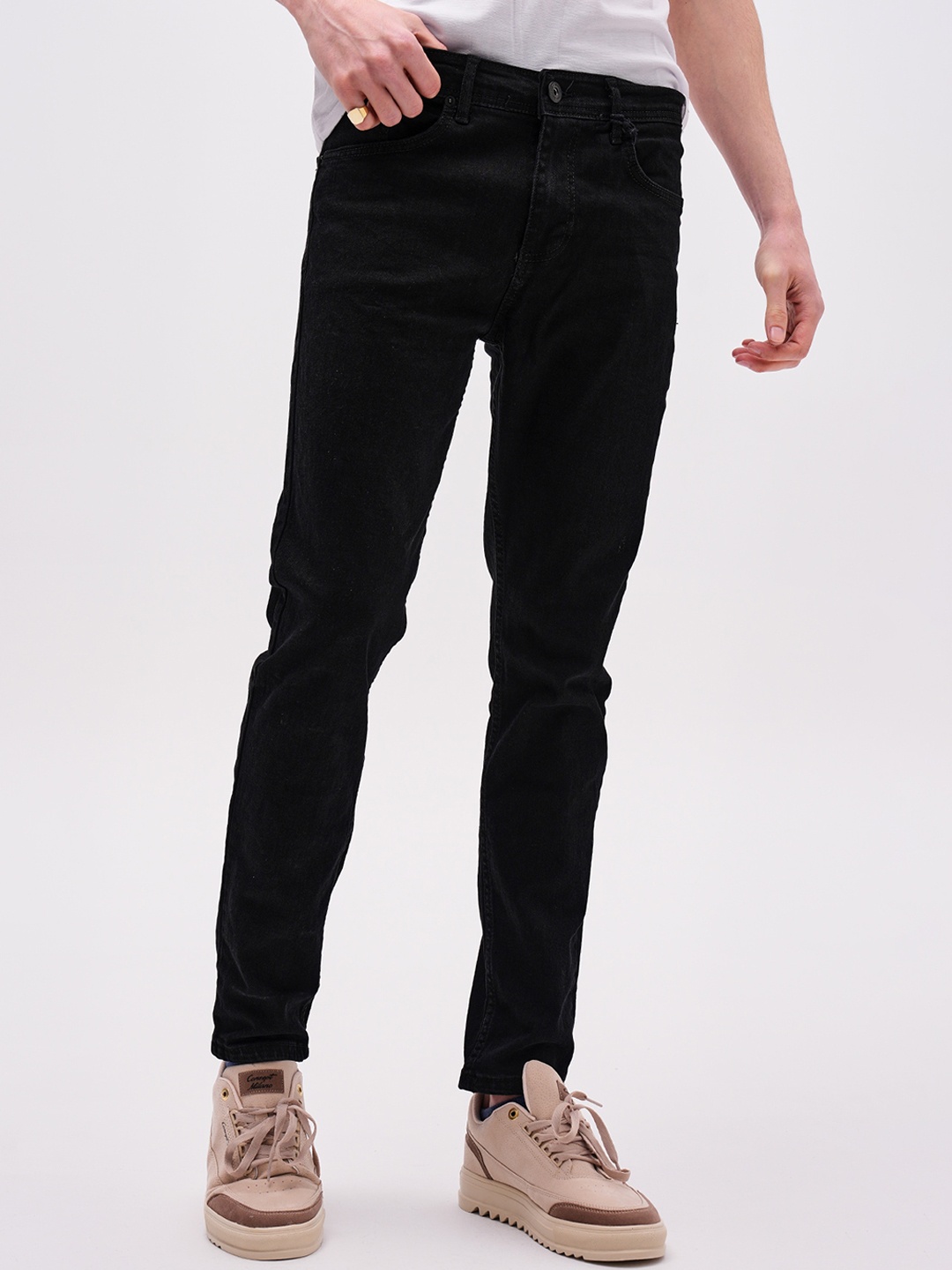 

PRET A TUER Men Slim Fit Mid-Rise Stretchable Jeans, Black