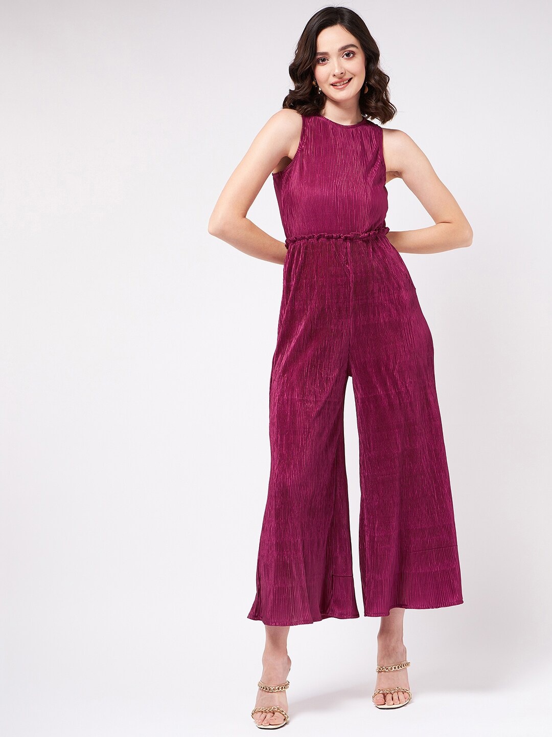 

Zima Leto Round Neck Basic Jumpsuit, Purple
