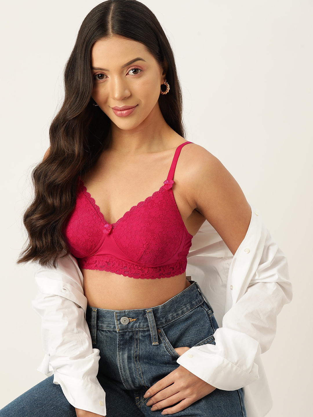 

DressBerry Floral Anti-Odour Side Shaper Bra - Medium Coverage Lightly Padded, Fuchsia