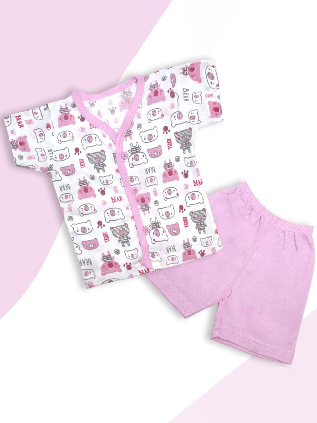 

Born Babies Unisex Kids Printed Shirt With Shorts, Pink