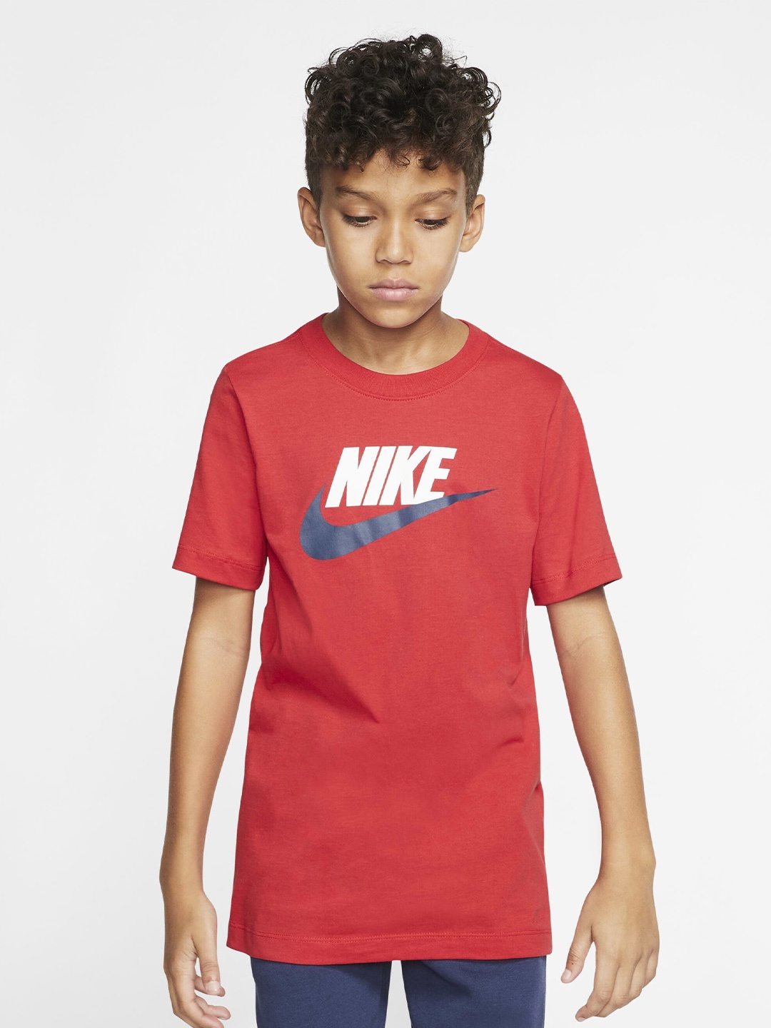 

Nike Boys Sportswear Logo Printed Pure Cotton T-Shirt, Red