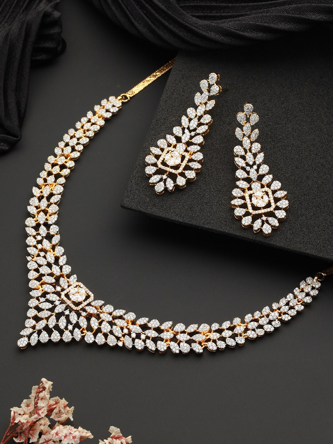 

Saraf RS Jewellery Gold-Plated CZ-Studded Jewellery Set