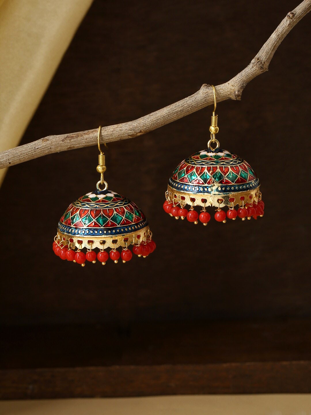 

NVR Gold-Plated Contemporary Jhumkas Earrings
