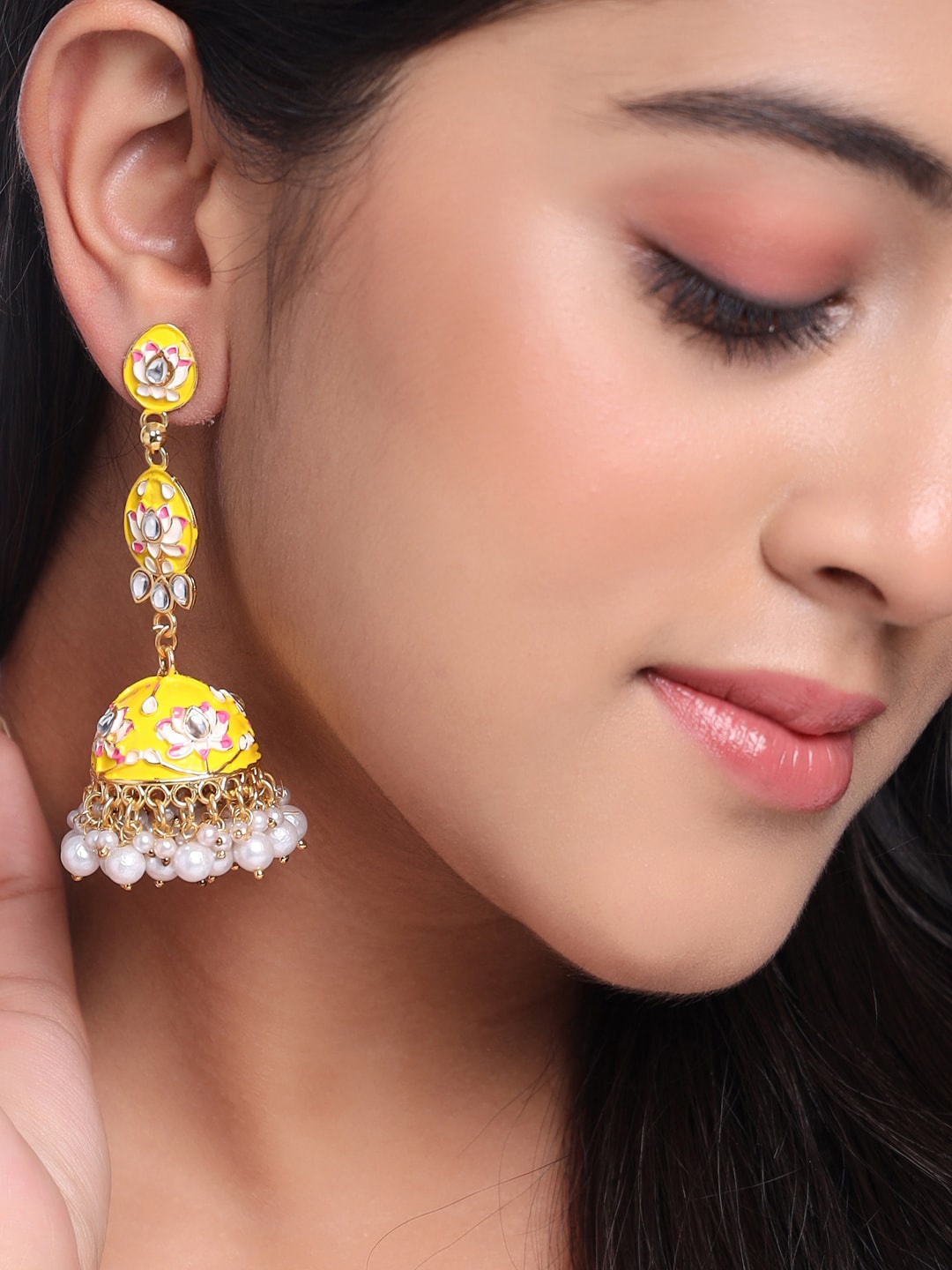 

NVR Gold-Plated Dome Shaped Jhumkas Earrings