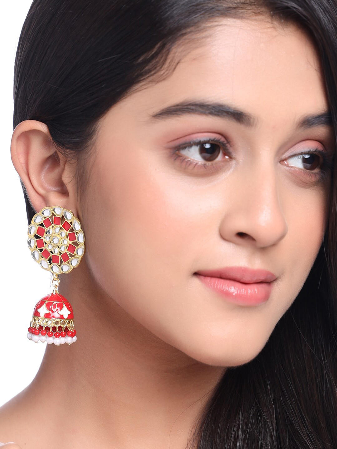 

NVR G old-Plated Dome Shaped Jhumkas Earrings, Gold
