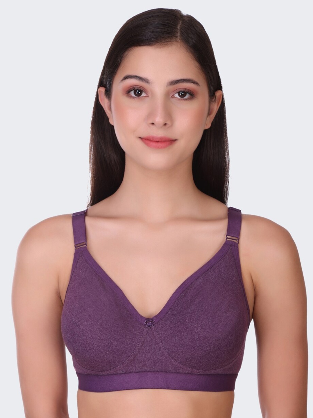 

POOJA RAGENEE Non-Wired Full Coverage All Day Comfort Cotton Bra, Purple