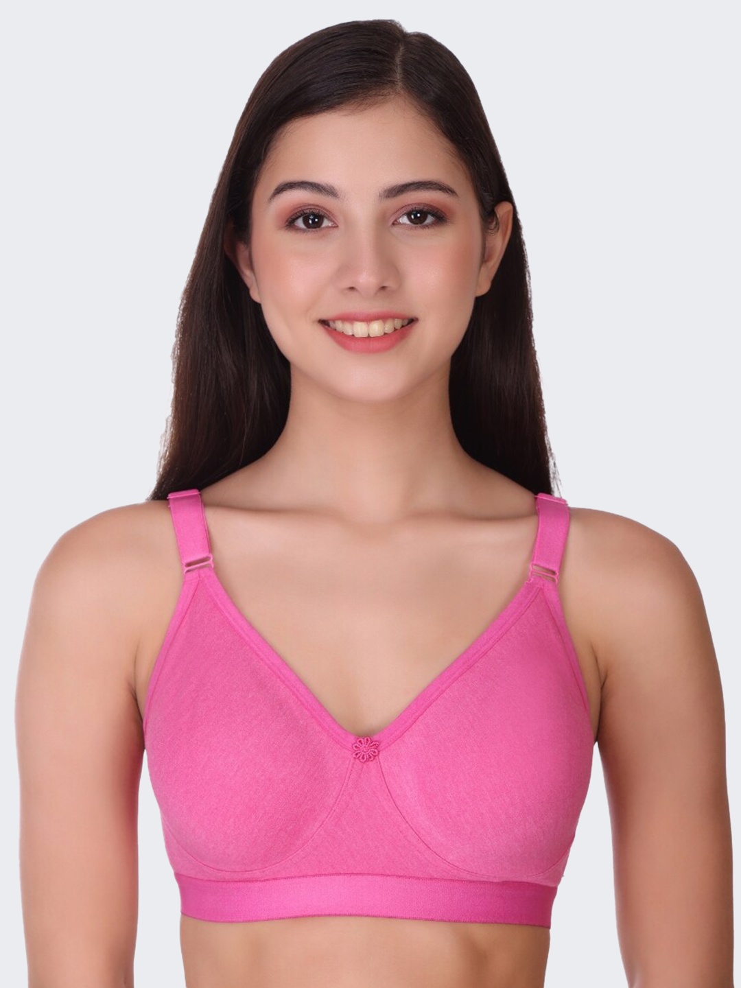 

POOJA RAGENEE Non-Wired Full Coverage All Day Comfort Cotton Bra, Pink