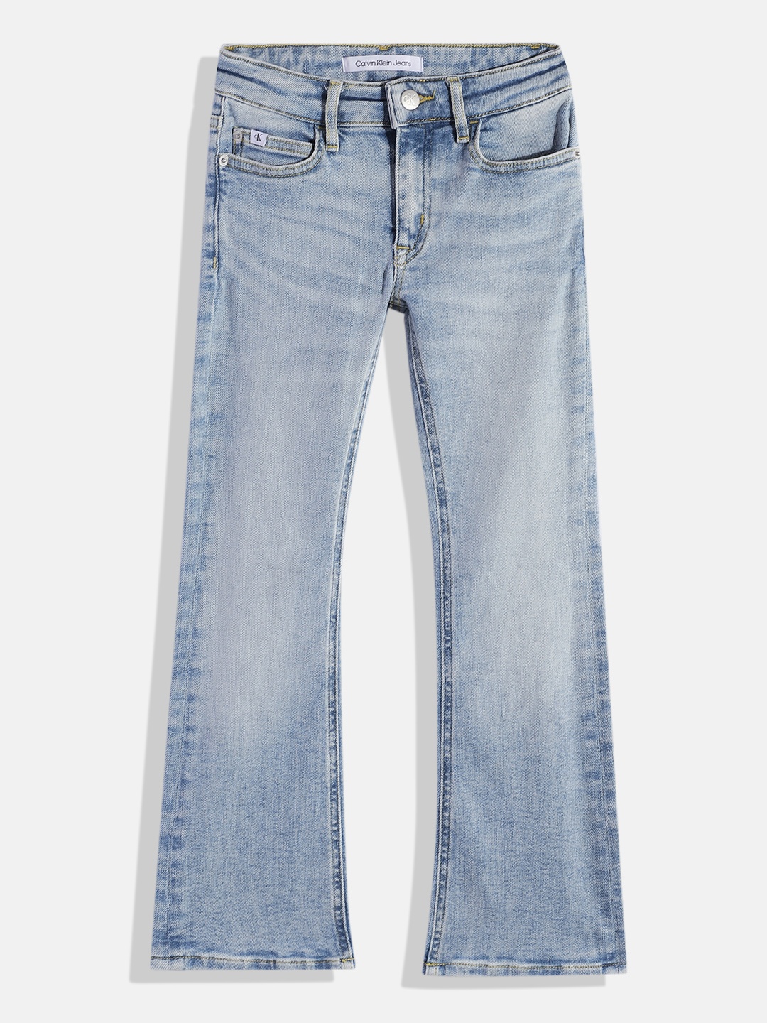 

Calvin Klein Jeans Girls FLARE MR Bootcut Heavy Fade Stretchable Jeans, Blue