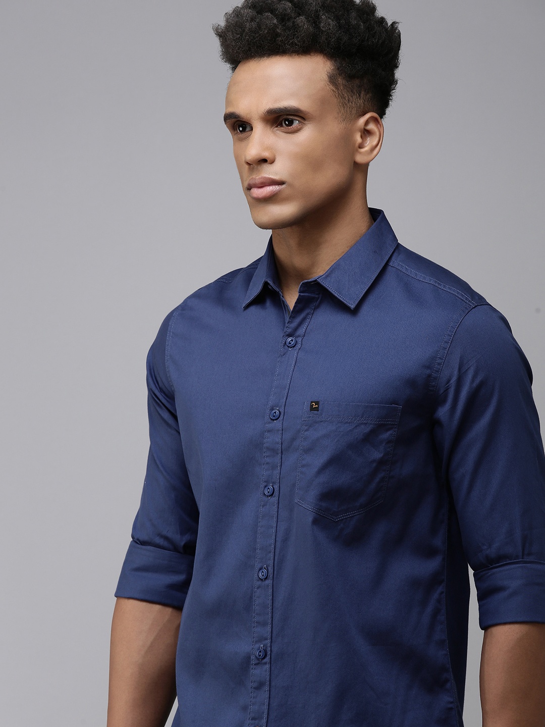 

SPYKAR Pure Cotton Slim Fit Casual Shirt, Blue