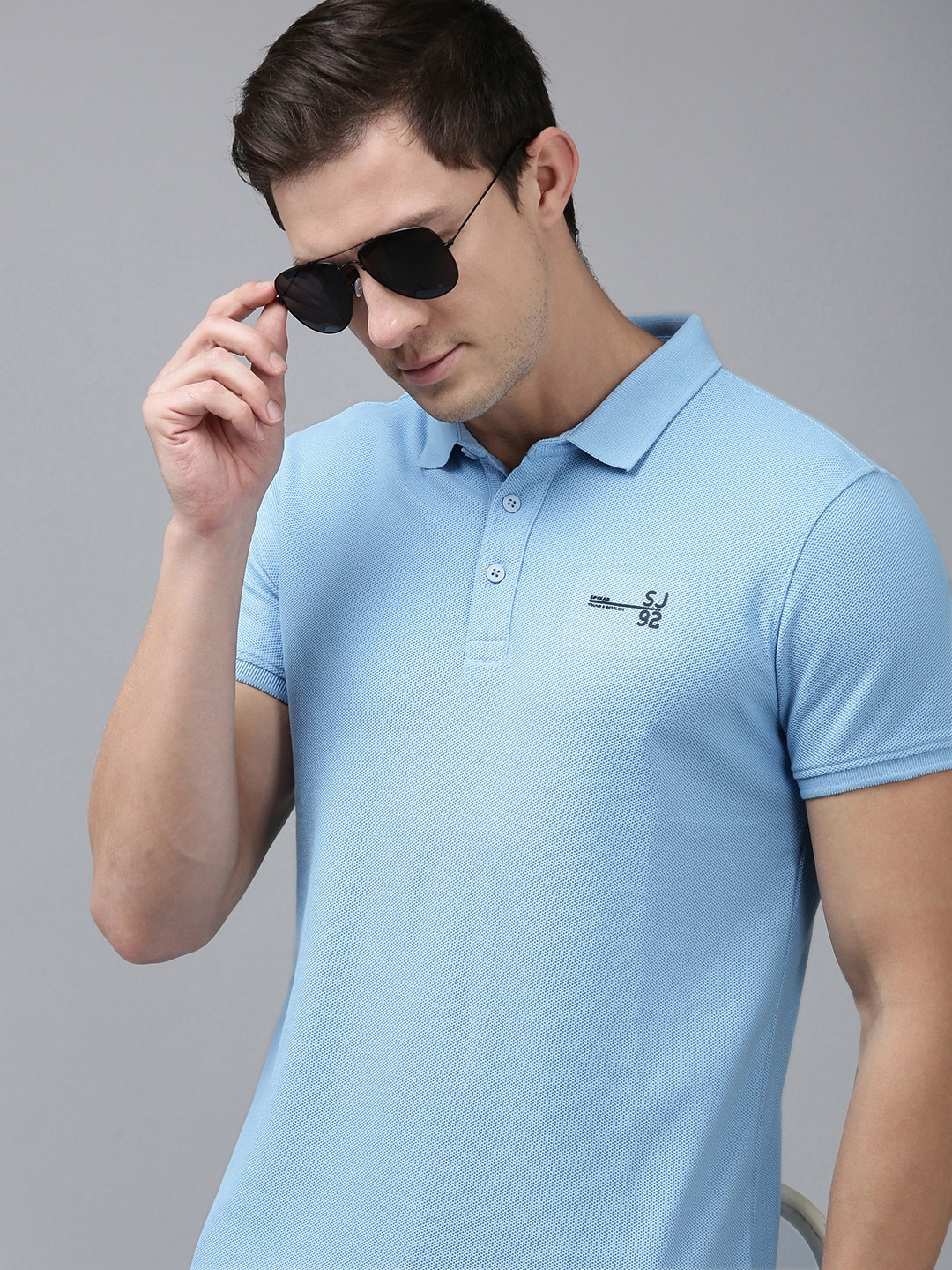 

SPYKAR Men Polo Collar Slim Fit T-shirt, Blue