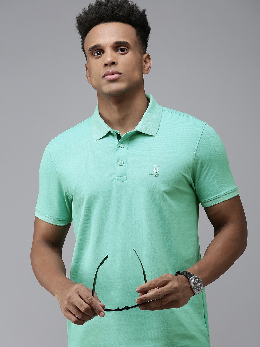 

SPYKAR Solid Polo Collar Applique Slim Fit T-shirt, Green