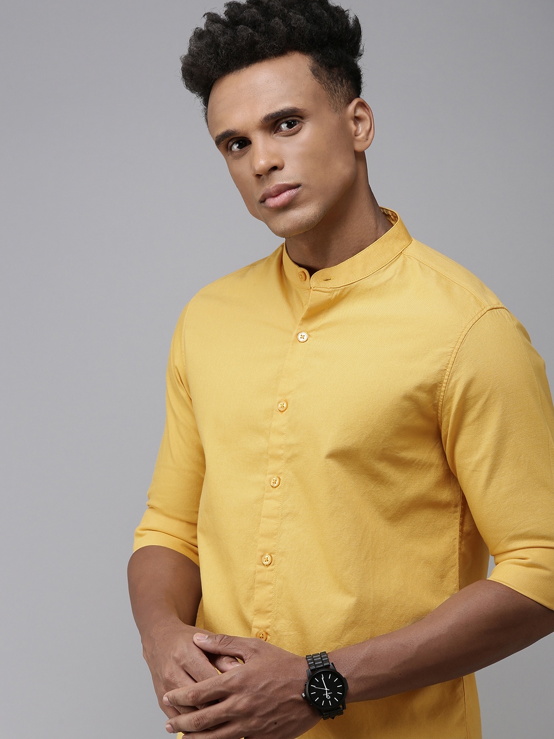 

SPYKAR Slim Fit Pure Cotton Casual Shirt, Yellow