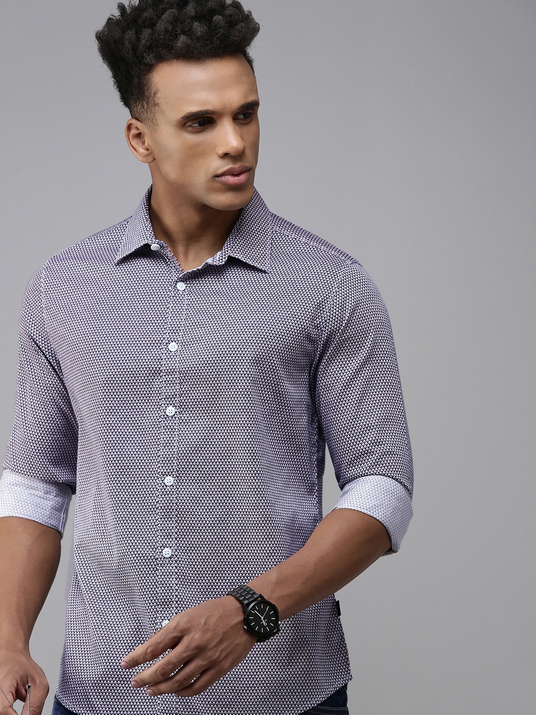 

SPYKAR Men Pure Cotton Slim Fit Printed Casual Shirt, Teal