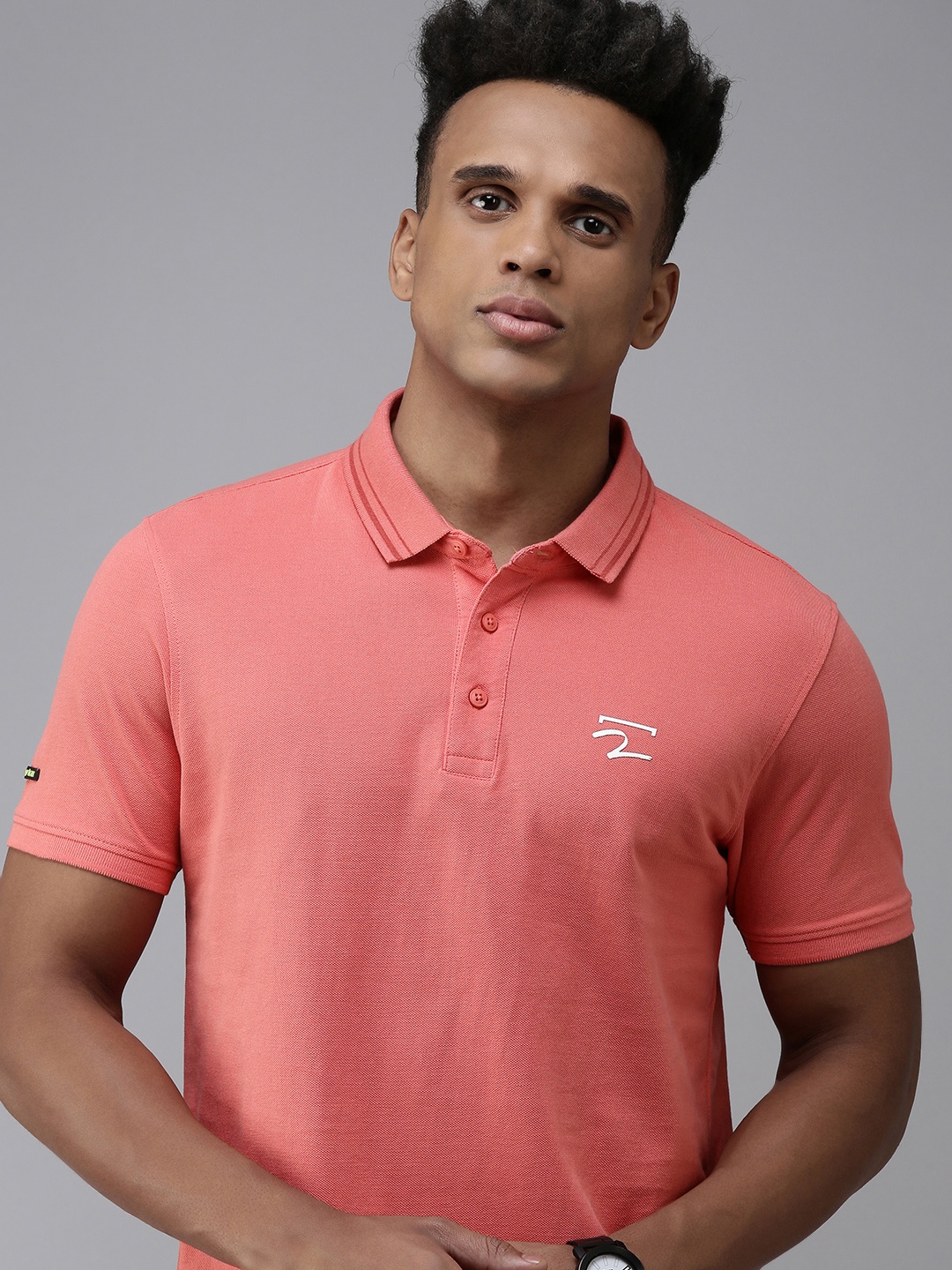 

SPYKAR Men Polo Collar Pure Cotton Slim Fit T-shirt, Pink
