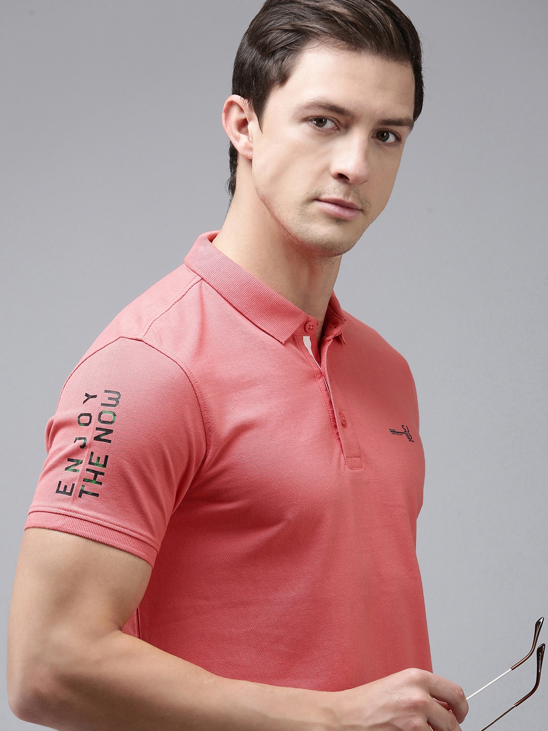 

SPYKAR Men Polo Collar Pure Cotton Slim Fit T-shirt, Pink