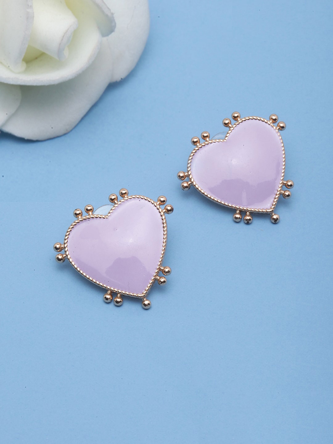 

DIVA WALK Gold-Plated Heart Shaped Enamelled Studs Earrings