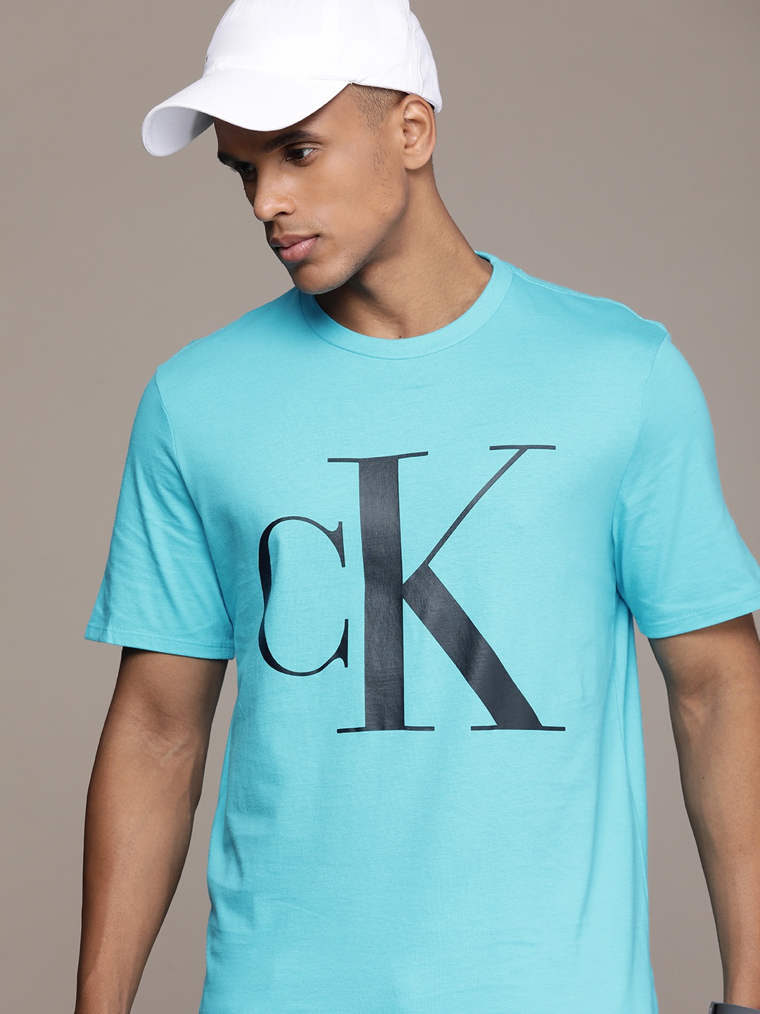 

Calvin Klein Jeans Brand Logo Printed Pure Cotton T-shirt, Blue