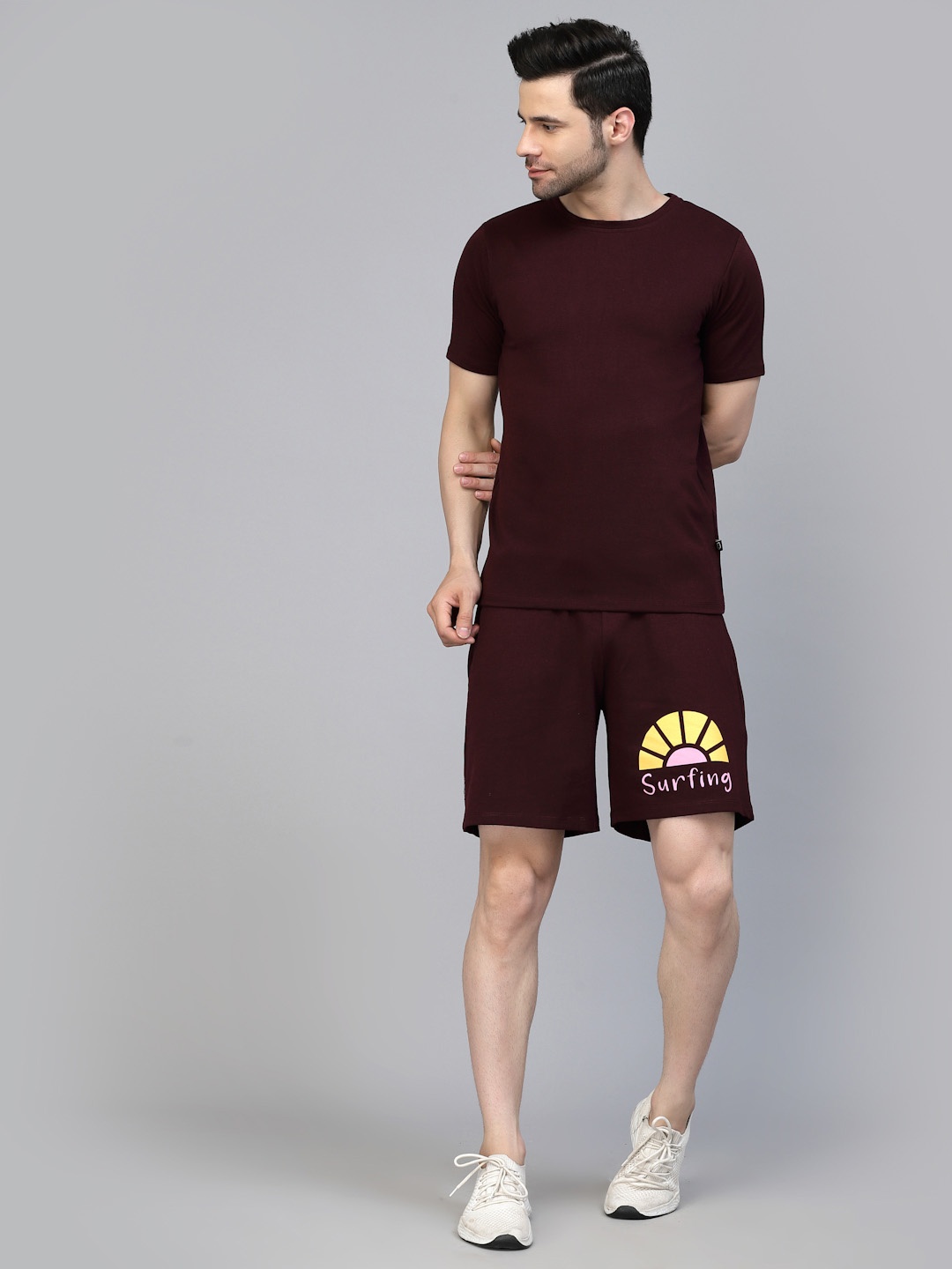 

Rigo Graphic Printed Cotton T-Shirt with Shorts Co-ord Set, Red