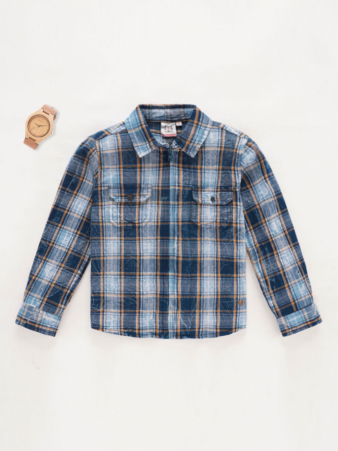 

Ed-a-Mamma Boys Tartan Checked Cotton Casual Shirt, Blue