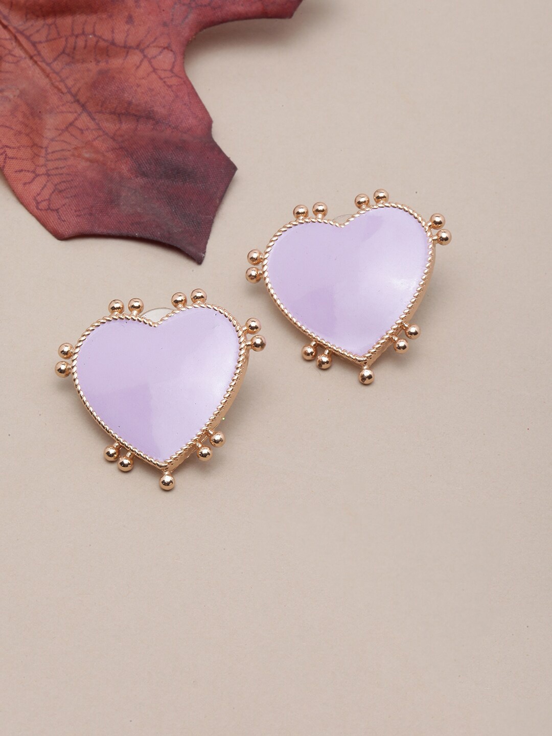 

DressBerry Gold-Plated Purple & Gold-Toned Heart Shaped Studs Earrings