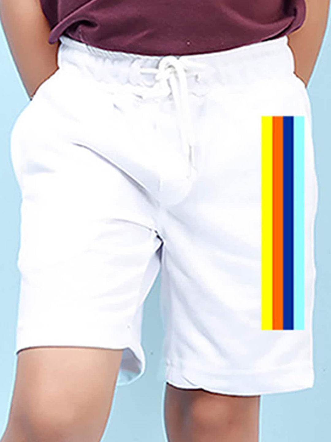 

NUSYL Boys Mid-Rise Geometric Printed Casual Cotton Shorts, White