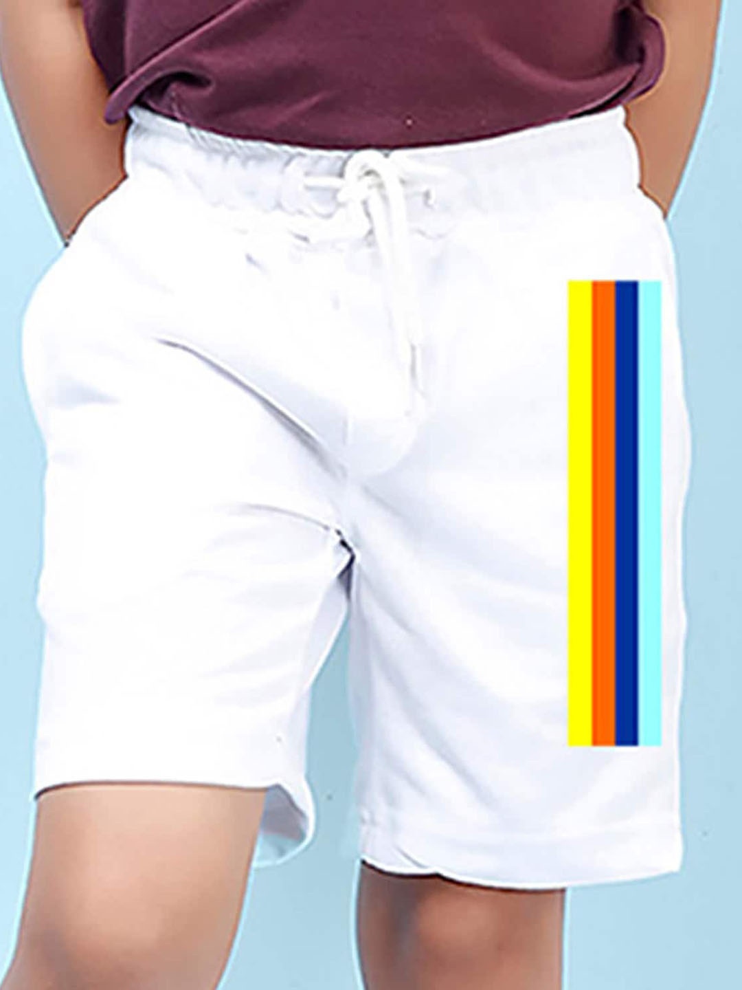 

NUSYL Boys Mid-Rise Geometric Printed Casual Cotton Shorts, White