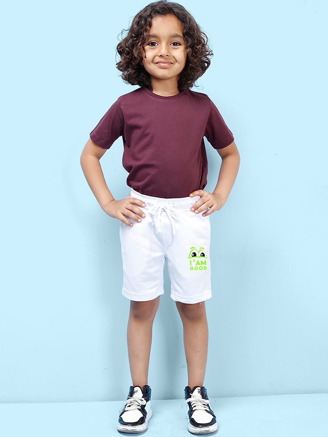 

NUSYL Boys Graphic Printed Mid Rise Shorts, White