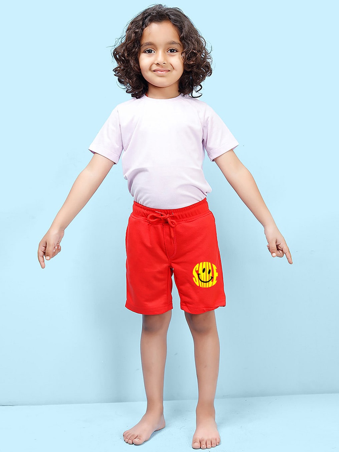 

NUSYL Boys Graphic Printed Mid Rise Shorts, Red