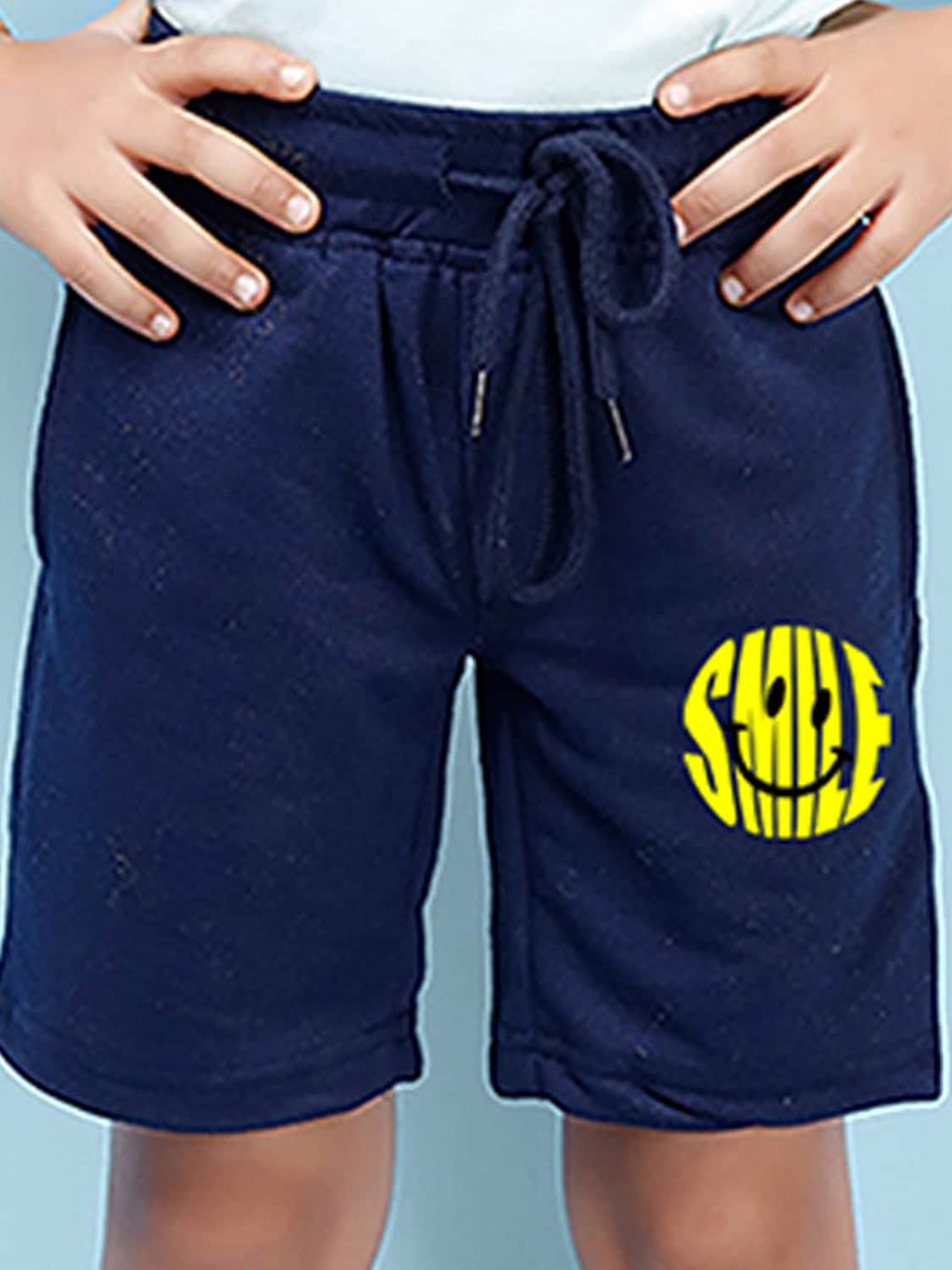 NUSYL Boys Graphic Printed Mid-Rise Shorts, Navy blue