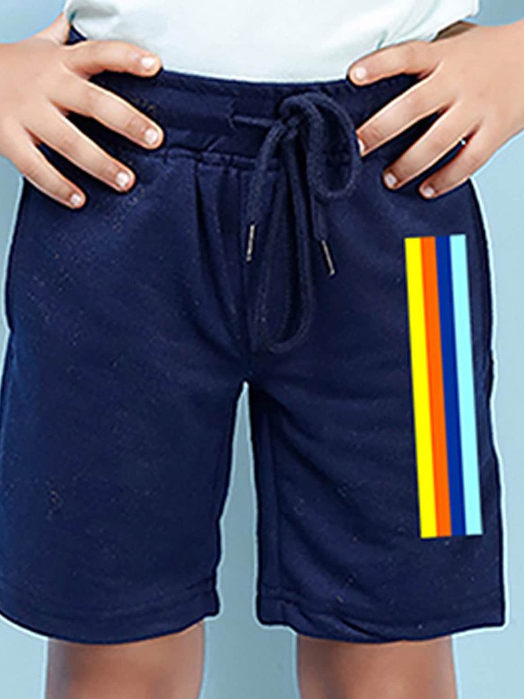 

NUSYL Boys Colourful Lines Printed Regular Shorts, Navy blue