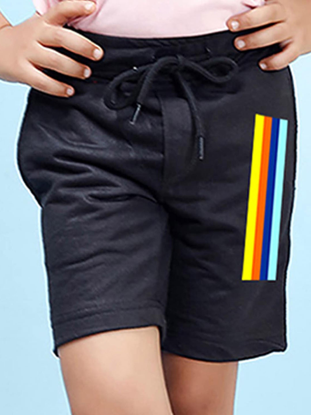 NUSYL Boys Graphic Printed Mid Rise Shorts, Black
