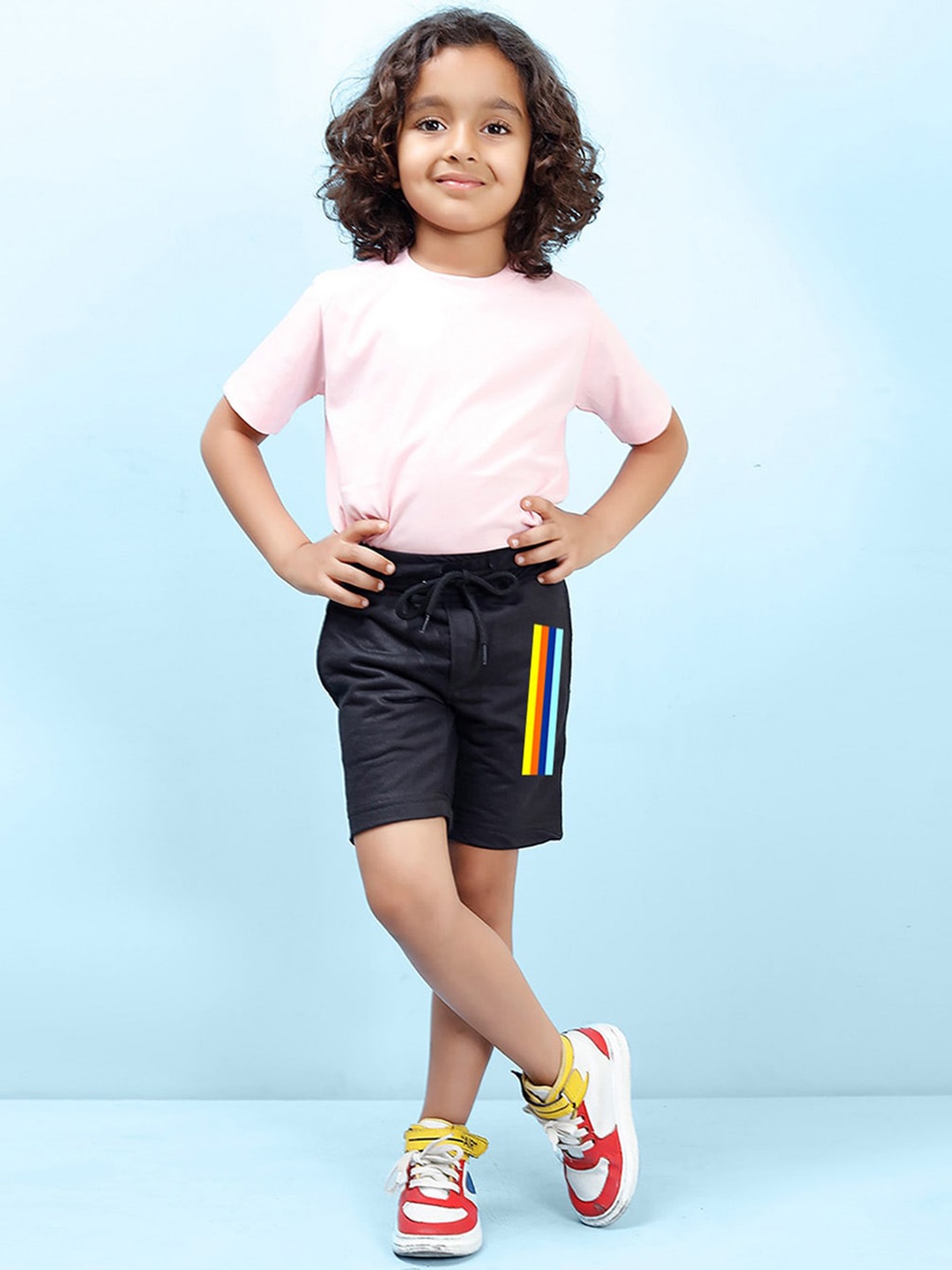 NUSYL Boys Striped Mid-Rise Shorts, Black