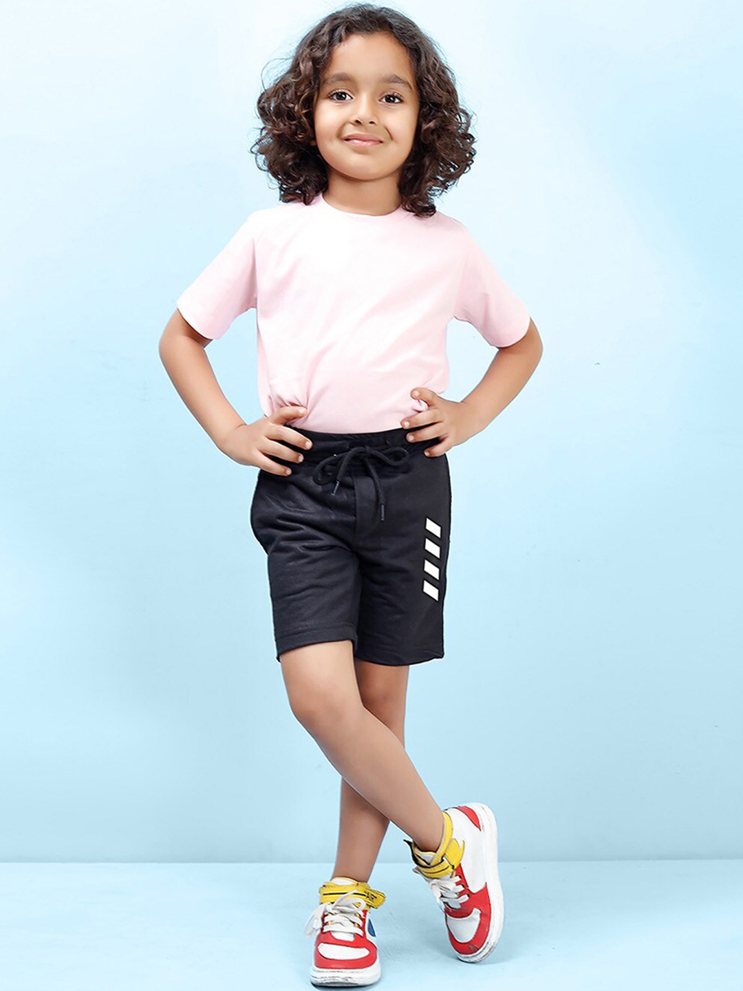 

NUSYL Boys Mid-Rise Geometric Printed Casual Cotton Shorts, Black