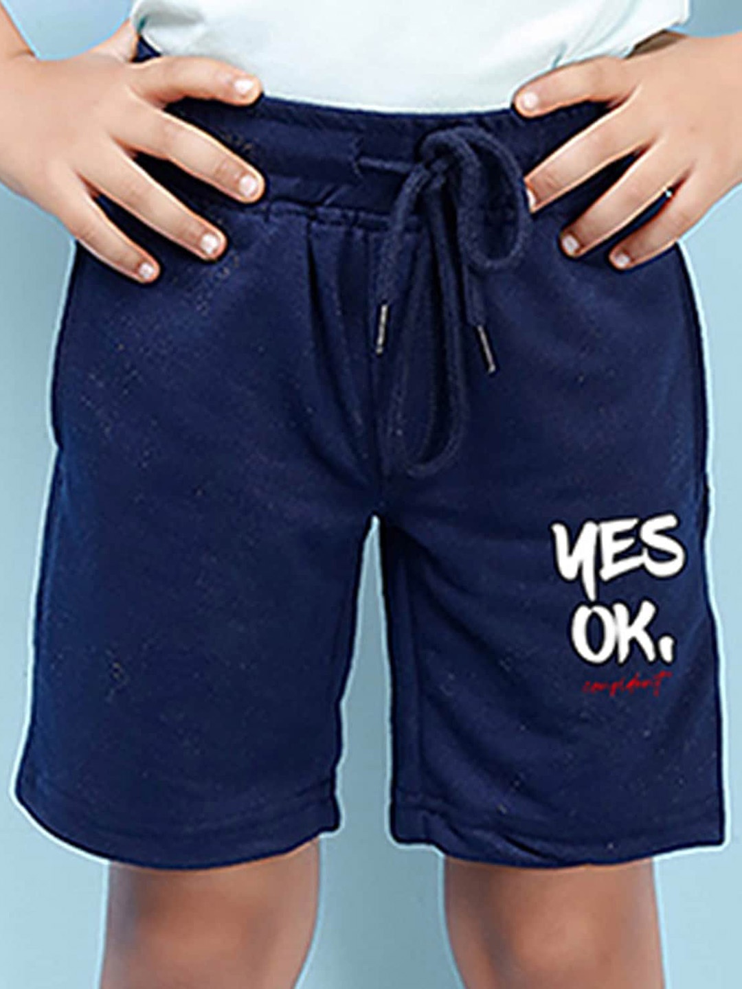 NUSYL Boys Typography Printed Regular Shorts, Navy blue