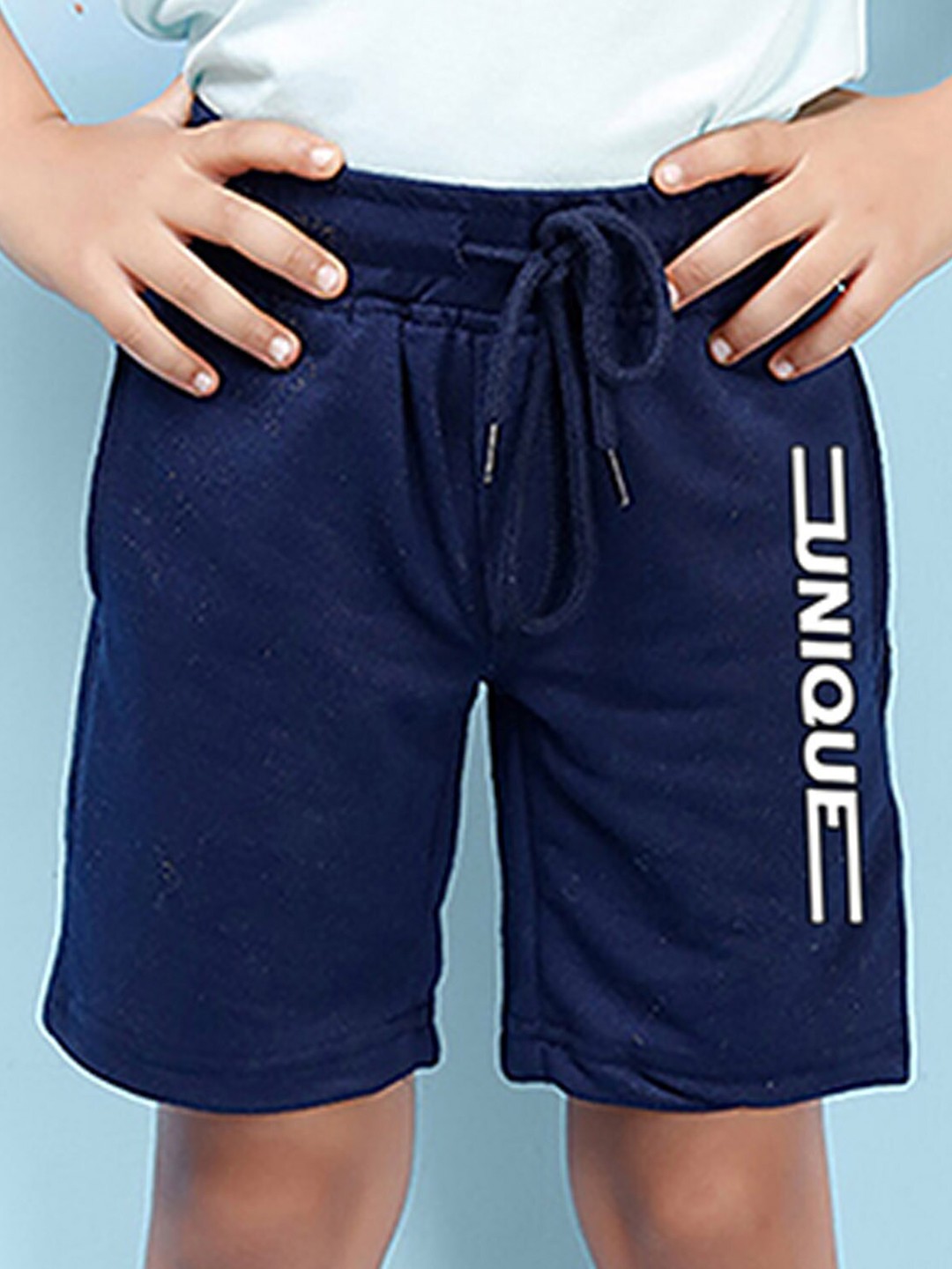 

NUSYL Boys Mid Rise Typography Printed Shorts, Navy blue
