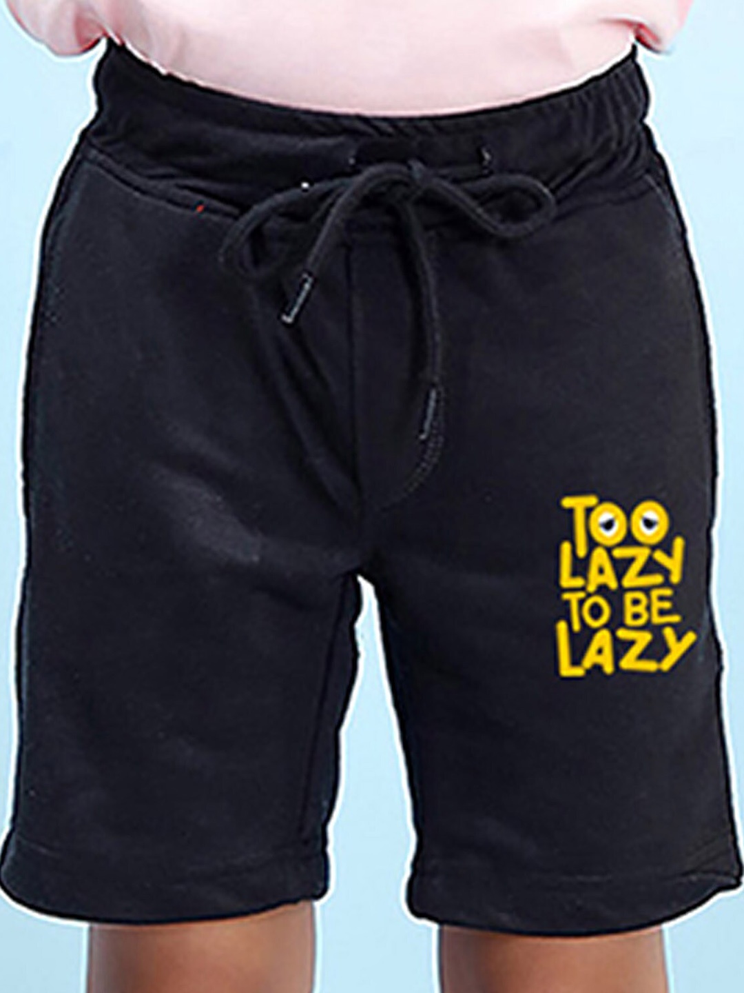 

NUSYL Boys Mid-Rise Typography Printed Casual Cotton Shorts, Black